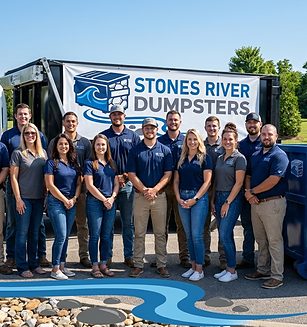 The Stones River Dumpsters crew with the truck and a roll-off container