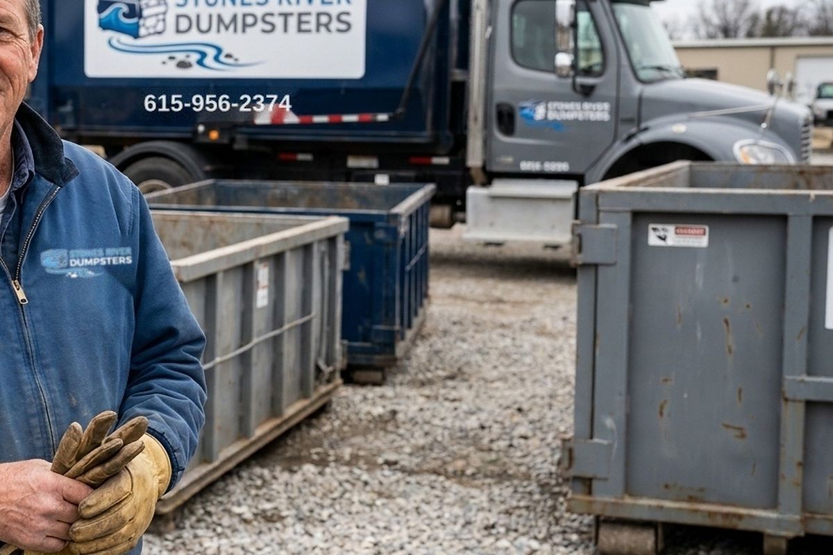 10 Yard roll-off dumpster from Stones River Dumpsters