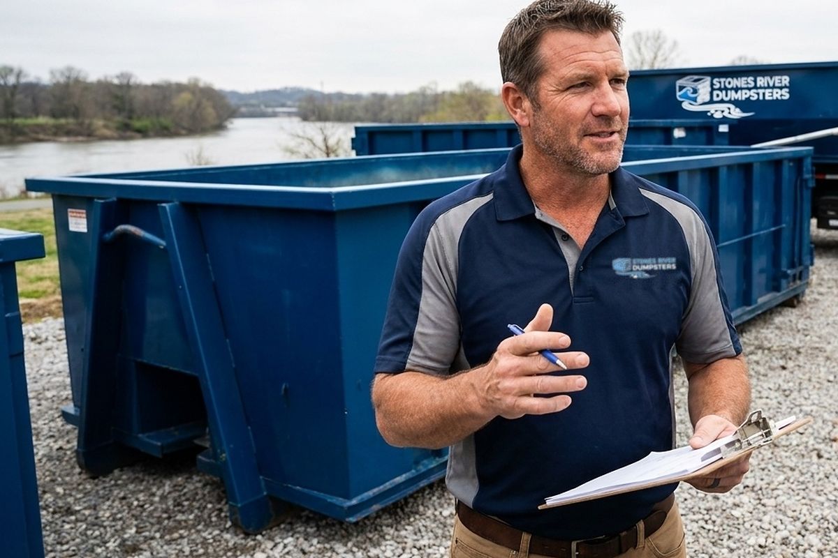 15 Yard roll-off dumpster from Stones River Dumpsters